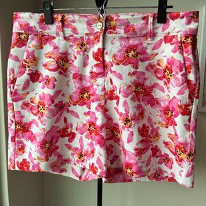 Isaac Mizrahi Pink and Yellow Floral Tailored Shorts - Size 14